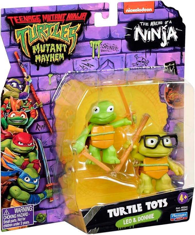 Teenage Mutant Ninja Turtles 83290 Turtle Tots Action Figure 2-Pack Featuring Leonardo and Donatello. Ideal Present for Boys 4 to 7 Years and TMNT Fans - Figurio