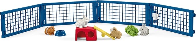 Schleich Farm World 14-piece Rabbit and Guinea Pig Hutch Toy Set with Animal Figures for Kids Ages 3-8, 5.7 x 19 x 11.5 cm - Figurio