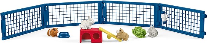 Schleich Farm World 14-piece Rabbit and Guinea Pig Hutch Toy Set with Animal Figures for Kids Ages 3-8, 5.7 x 19 x 11.5 cm - Figurio