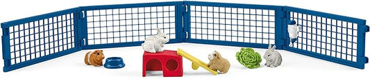 Schleich Farm World 14-piece Rabbit and Guinea Pig Hutch Toy Set with Animal Figures for Kids Ages 3-8, 5.7 x 19 x 11.5 cm - Figurio