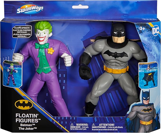 Swimways DC Batman Floatin' Figures, Swimming Pool Accessories & Kids Pool Toys, Batman Party Supplies & Water Toys for Kids Aged 3 & Up, Batman & Joker 2-Pack - Figurio