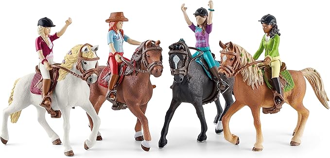 Schleich Horse Club Ride Out 40-Piece Playset Horse Gifts for Girls & Boys Ages 5+ with 4 Horse Rider Girls, 4 Horse Toys and Horse-Riding Accessories - Figurio