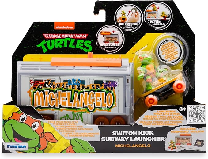 Teenage Mutant Ninja Turtles 5" Switch Kick Subway Launcher Michelangelo Ages 3+ Shredding Action Figure - Figurio