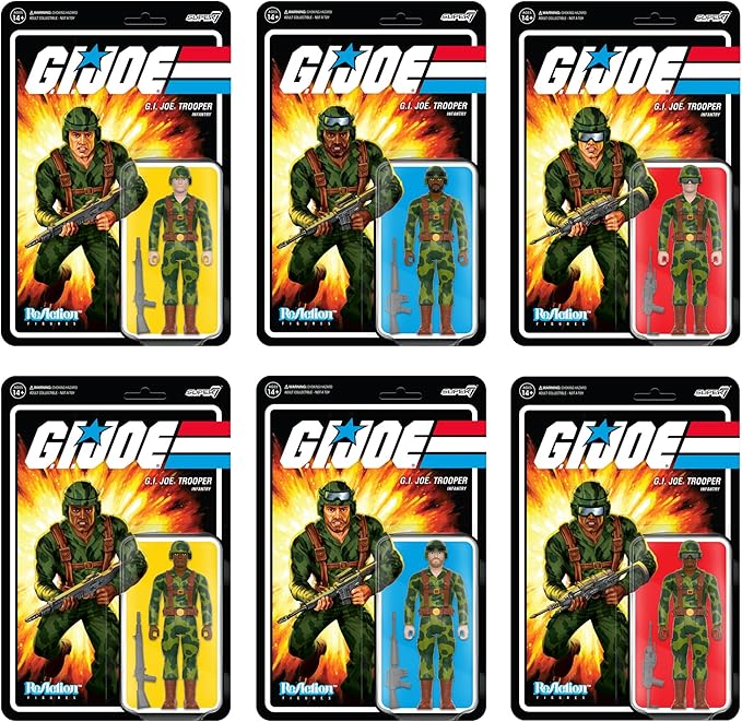 Super7 G.I. Joe Trooper (Beard/Brown) - 3.75" G.I. Joe Action Figure with Accessory Classic Cartoon Collectibles and Retro Toys - Figurio