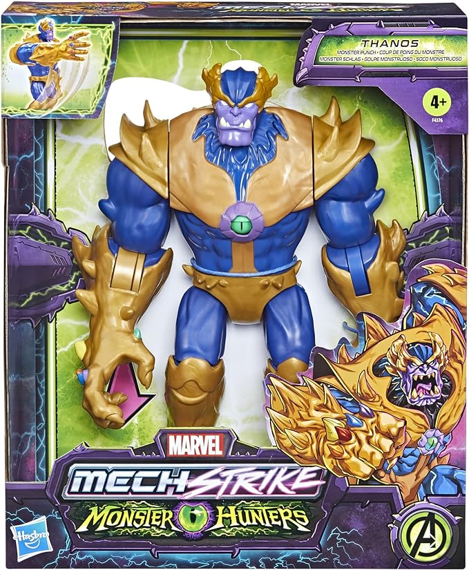 Marvel Avengers Mech Strike Monster Hunters Monster Punch Thanos Toy, 9-Inch-Scale Deluxe Action Figure, Toys for Kids Ages 4 and Up - Figurio