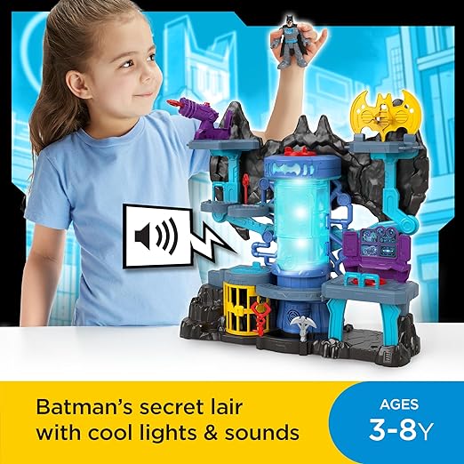 Fisher-Price Imaginext DC Super Friends Batman Toy Bat-Tech Batcave Playset with Lights & Sounds for Pretend Play Kids Ages 3+ Years - Figurio