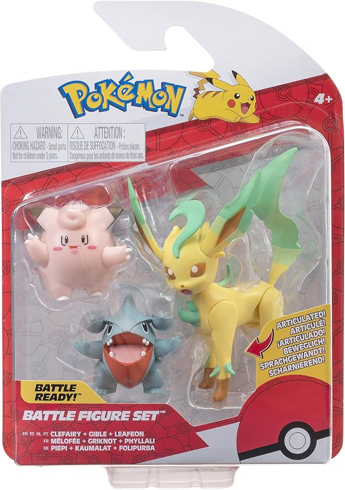 Pokémon PKW2806 Battle Figure Set - Piepi, Kaumalat, Folipurba Official Battle Figure Set, Multicoloured - Figurio