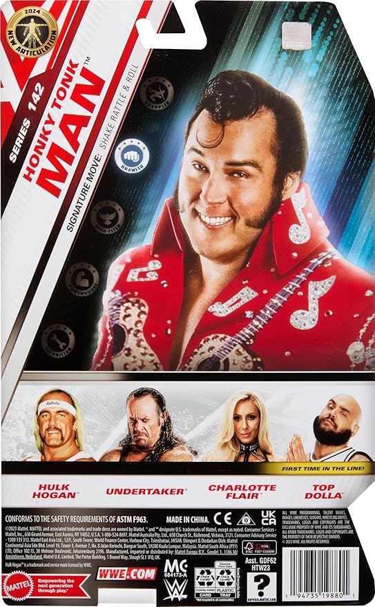 Mattel WWE Action Figure, 6-inch Collectible Honky Tonk Man with 10 Articulation Points & Life-Like Look - Figurio