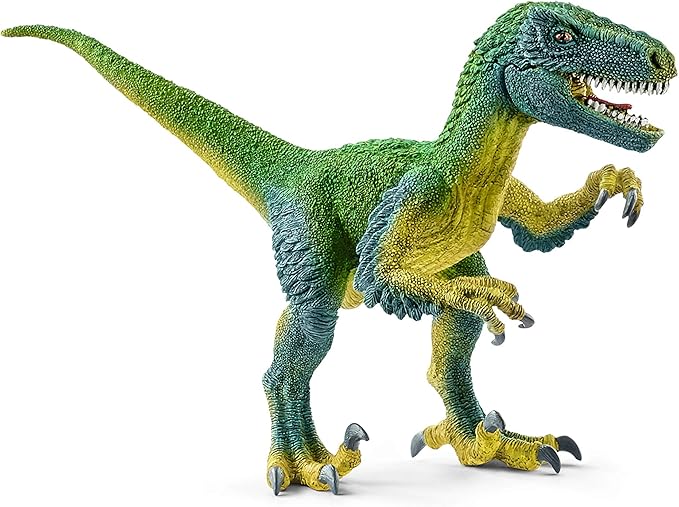 Schleich Dinosaurs Realistic Velociraptor Figurine with Moving Jaw - Detailed Prehistoric Jurassic Dino Figurine and Toy Truck, Durable for Fun Play for Boys and Girls, Gift for Kids Ages 4+ - Figurio