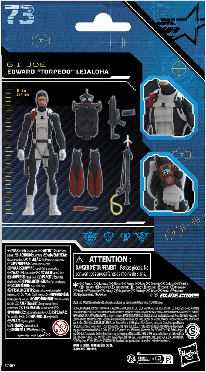 G.I. Joe Classified Series Edward “Torpedo” Leialoha,Collectible Action Figures,73,6 inch Action Figures for Boys & Girls, with 6 Accessories - Figurio