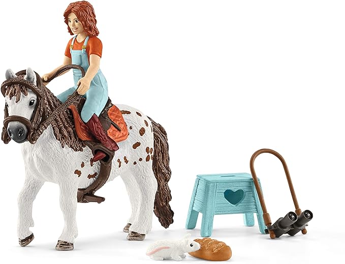 Schleich Horse Club, 9-Piece Playset, Horse Toys for Girls and Boys 5-12 years old Mia and Spotty Multi, 15cm/5.9in - Figurio