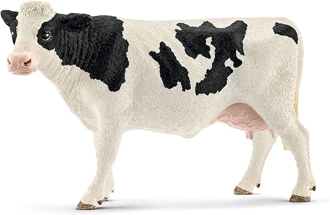 Schleich Farm World, Farm Animal Toys for Kids Ages 3 and Above, Black and White Holstein Cow Toy Figure - Figurio