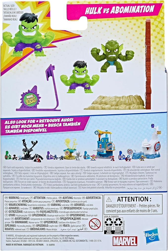 Marvel Stunt Squad Hulk vs. Abomination Toy Playset, 1.5-Inch Scale Super Hero Comic Action Figures, Kids Ages 4 and Up - Figurio