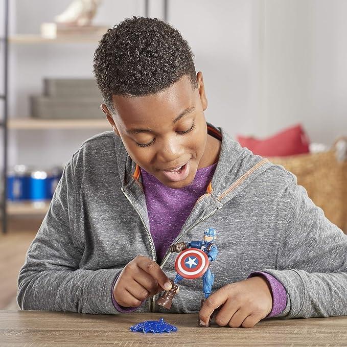 Avengers Marvel Bend and Flex Action Figure Toy, 6-Inch Flexible Captain America Figure, Includes Blast Accessory, for Kids Ages 4 and Up - Figurio