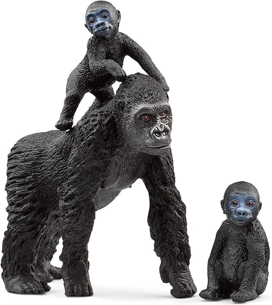 Schleich Wild Life, Monkey Jungle Animal Toys for Boys and Girls, Gorilla Family Set with Gorilla Mother and Babies, Ages 3+ - Figurio