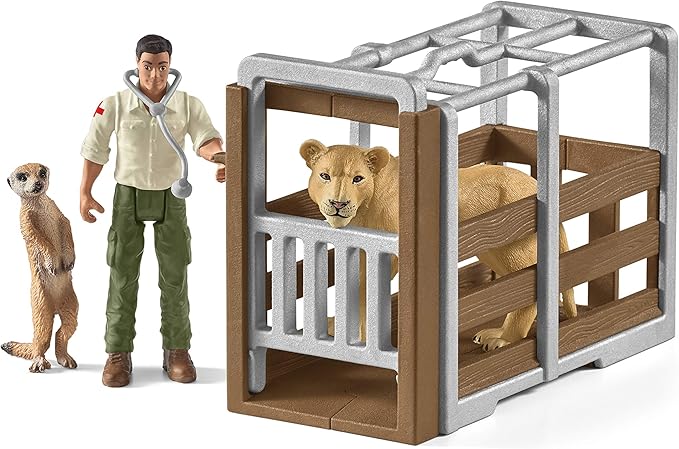 Schleich Wild Life 10-piece Animal Rescue Toy Truck with Ranger and Animals Playset for Kids Ages 3-8 Multicolore, 11 x 39 x 23 cm - Figurio