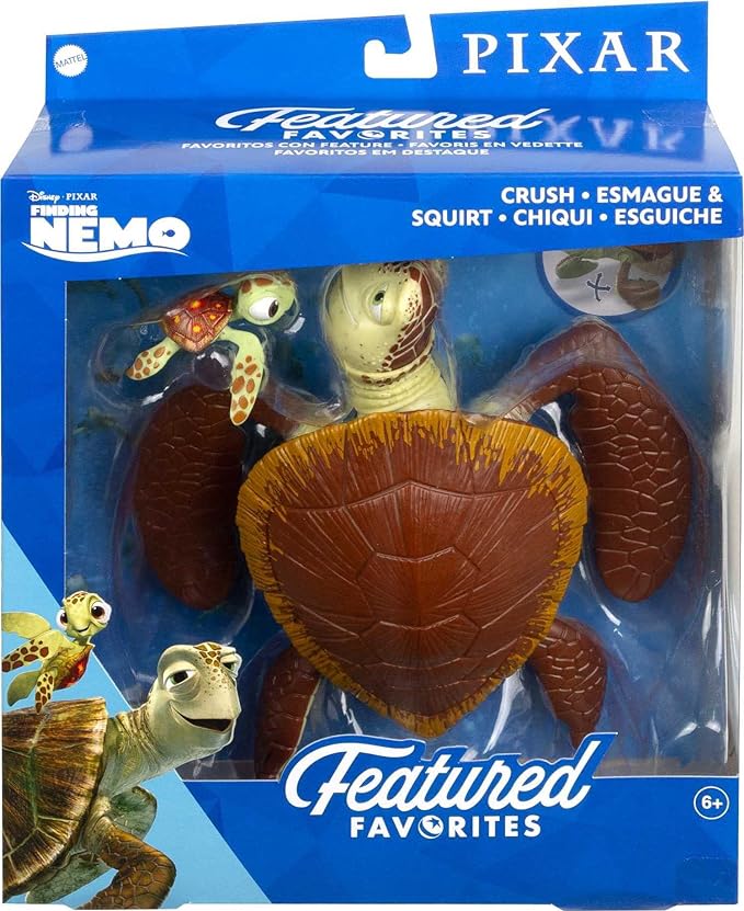 Disney Pixar Featured Favorites Crush & Squirt Finding Nemo Collectable Turtle Figures, Highly Posable with Authentic Look, Collectors Gift Ages 6 Years & Up - Figurio