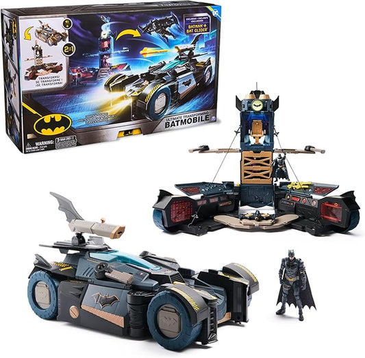 DC Comics Batman, Ultimate Transforming Batmobile Playset, 2-in-1 Playset with Exclusive Figure and Glider, Lights, Sounds, Kids Toys for Boys and Girls 4+ - Figurio