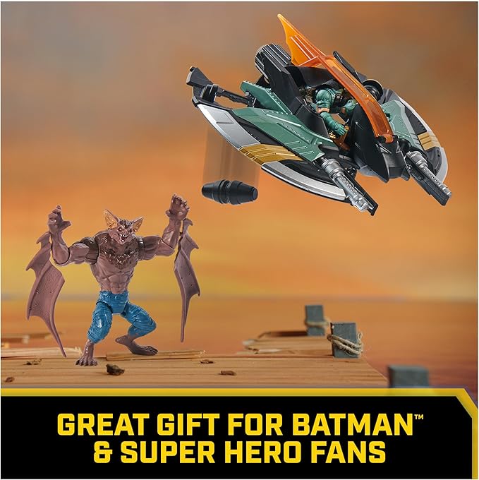 DC Comics, Batman Aerial Battle Pack (Amazon Exclusive), Batwing Vehicle, 4-inch Batman & Man-Bat Action Figure, Super Hero Kids Toys for Boys & Girls - Figurio