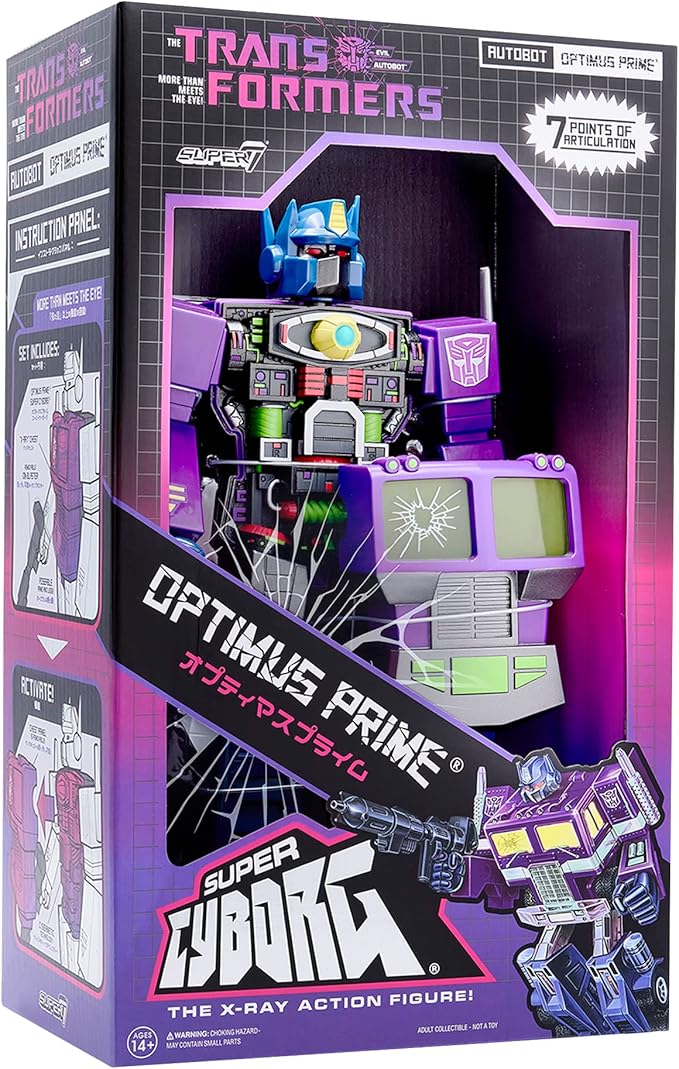 Super7 Transformers Optimus Prime﻿ (Shattered Glass Purple) 11 in Super Cyborg Action Figure - Figurio