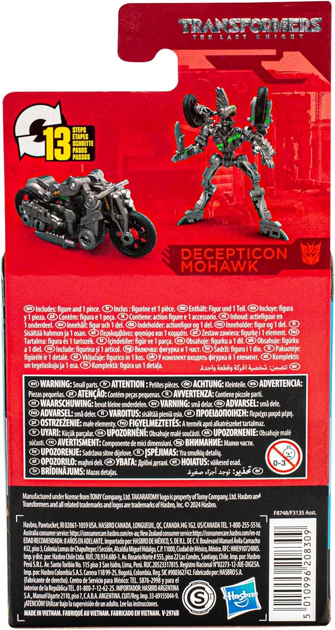 Transformers Toys Studio Series Core The Last Knight Decepticon Mohawk, 3.5-inch Converting Action Figure, 8+ - Figurio