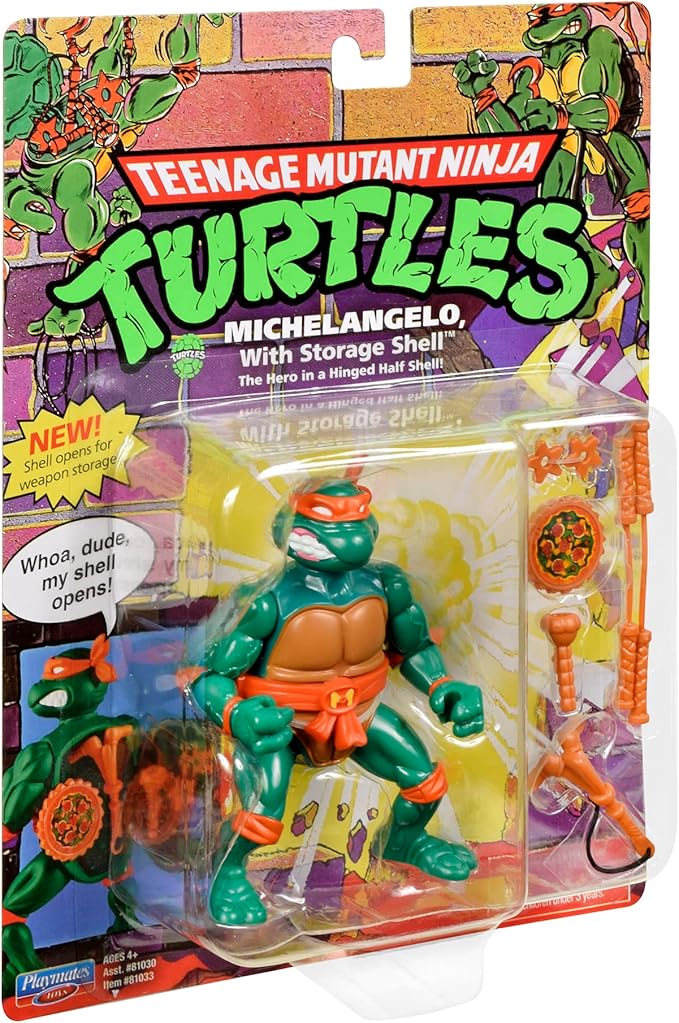 Teenage Mutant Ninja Turtles: 4” Original Classic Storage Shell Michelangelo Basic Figure by Playmates Toys - Figurio