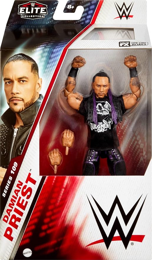 Mattel WWE Elite Action Figure & Accessories, 6-inch Collectible Damian Priest with 25 Articulation Points, Life-Like Look & Swappable Hands - Figurio