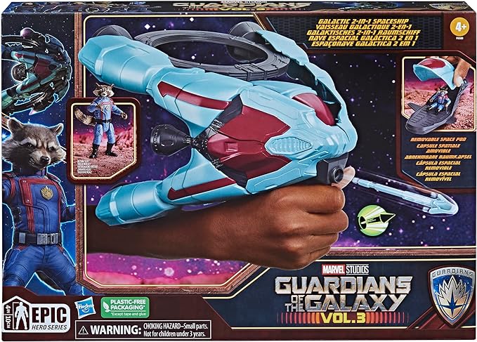 Hasbro Marvel Guardians of The Galaxy Vol.3 Galactic Spaceship,Rocket Action Figure with Vehicle and Blaster Accessory,Superhero Toys for Kids - Figurio