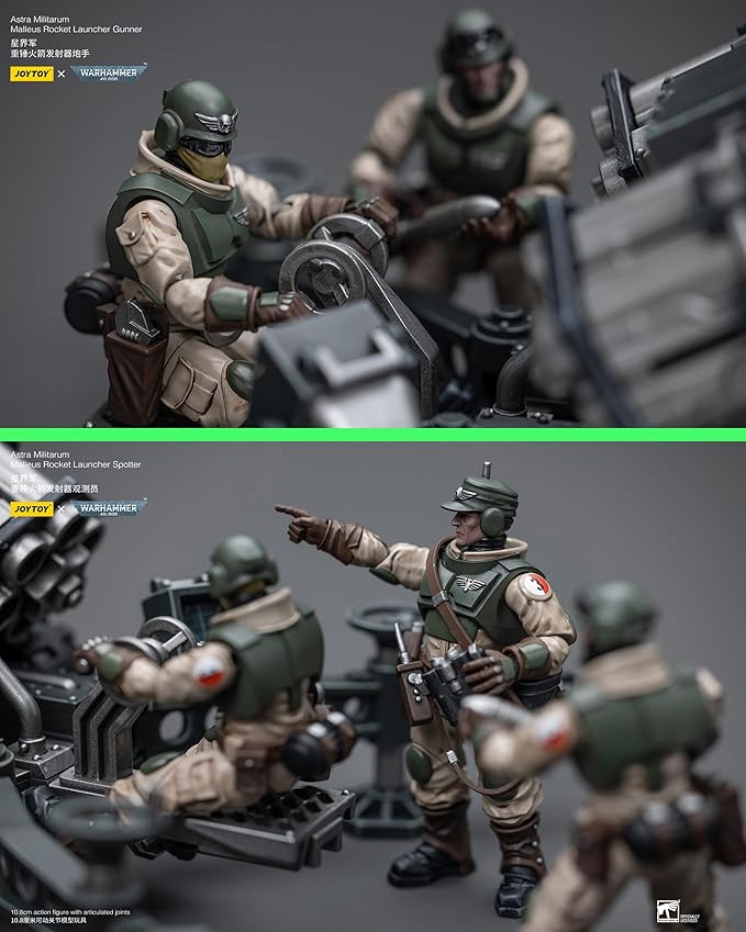 JOYTOY Warhammer 40K 1/18 Action Figures, Astra Militarum Ordnance Team with Malleus Rocket Launcher Perfect for Collectors & Decor, Ideal Gift for Birthdays, Christmas, Character Figure - JT8841 - Figurio