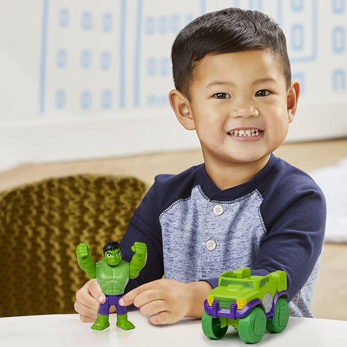 Marvel Spidey and His Amazing Friends Hulk Action Figure and Smash Truck Vehicle, Preschool Toy for Kids Ages 3 and Up - Figurio