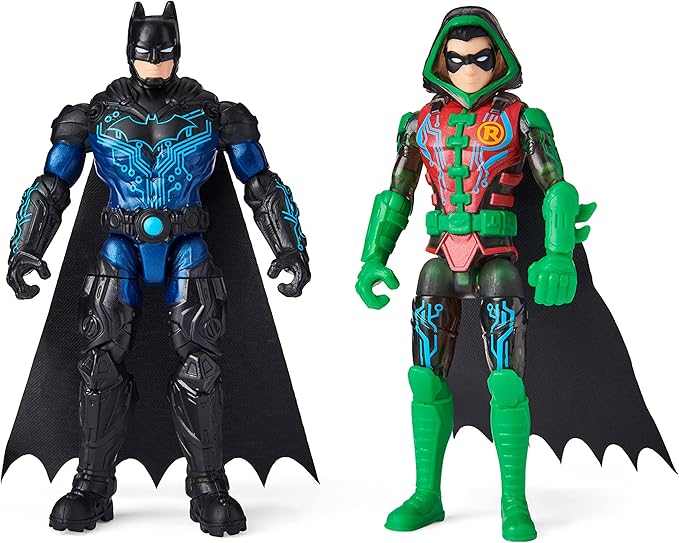 DC Comics Batman 4-inch Bat-Tech Batman and Robin Action Figures with 6 Mystery Accessories, for Kids Aged 3 and up, Amazon Exclusive - Figurio