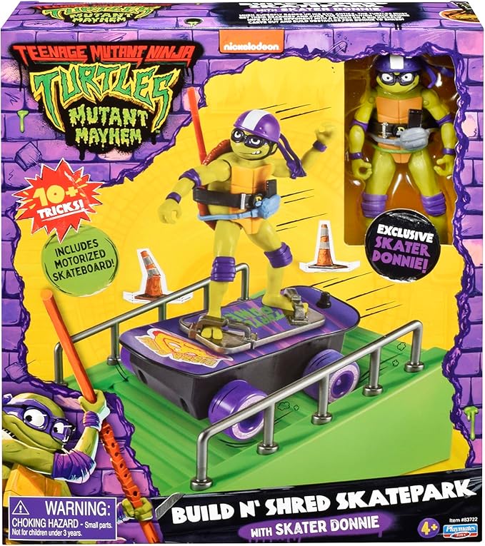 Teenage Mutant Ninja Turtles: Mutant Mayhem Donatello on a Skateboard with Accessories by Playmates Toys - Amazon Exclusive,Multicolor - Figurio