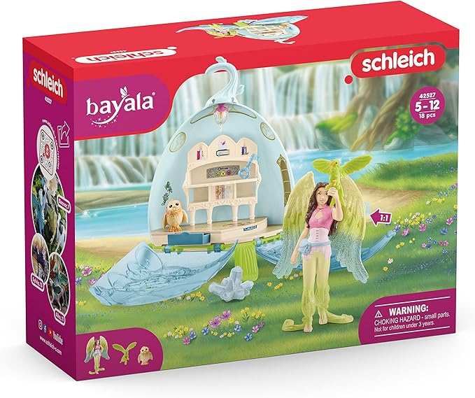 Schleich bayala 18pc. Mystic Library Playset with Owlet and Bird Figurines - Featuring Figure with Flexible Arm, Imaginative Fun and Durable Toy for Girls and Boys, Gift for Kids Ages 5+ - Figurio