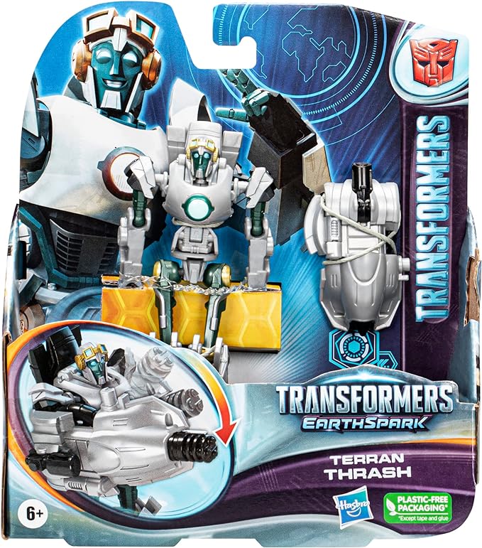 Transformers EarthSpark Warrior Class Terran Thrash Action Figure, 5-Inch, Converting Robot Toys, Ages 6 and Up - Figurio