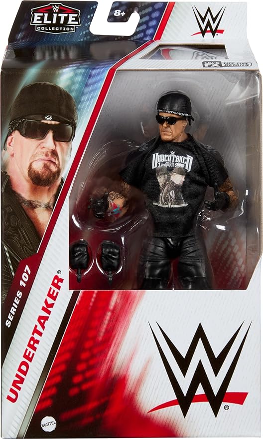 Mattel WWE Elite Action Figure & Accessories, 6-inch Collectible Undertaker with 25 Articulation Points, Life-Like Look & Swappable Hands - Figurio