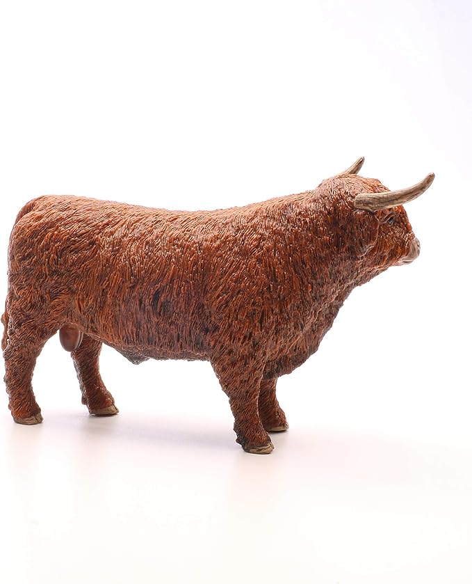 Schleich Farm World Realistic Highland Bull Cow Animal Figurine - Highly Detailed and Durable Farm Animal Toy, Fun and Educational Play for Boys and Girls, Gift for Kids Ages 3+ - Figurio