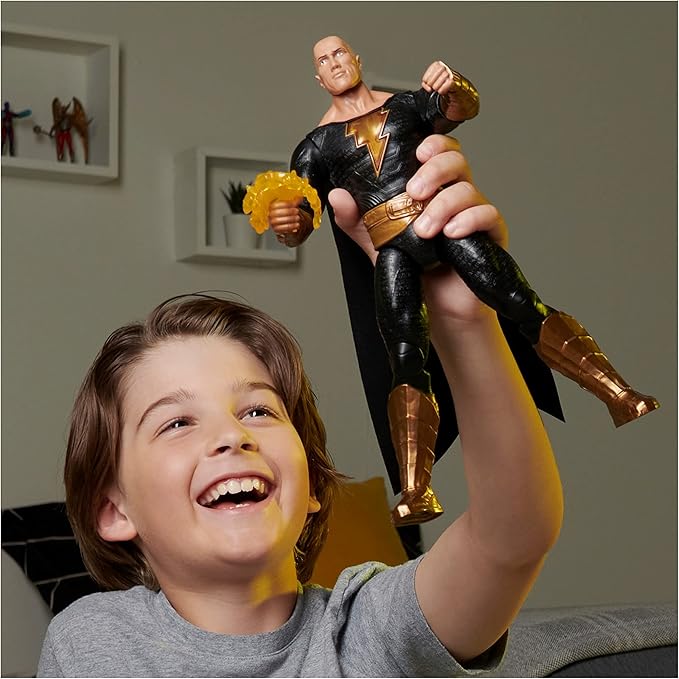 DC Comics, Power Punch Black Adam 12-inch Action Figure, 20+ Phrases and Sounds, Lights Up with 2 Accessories, Black Adam Movie Collectible Kids Toys for Boys and Girls Ages 3 and Up - Figurio