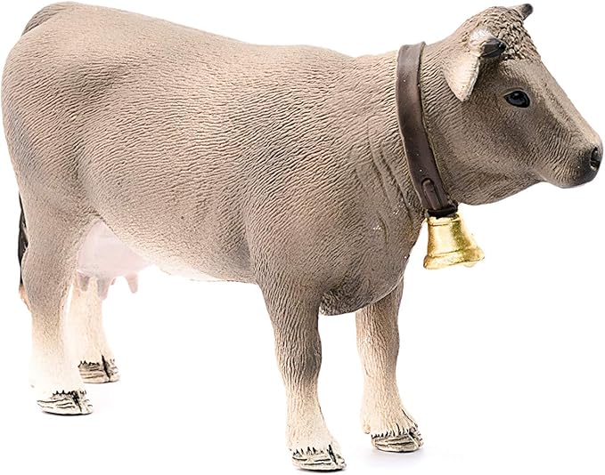 Schleich Farm World Braunvieh Cow Animal Figurine - Highly Detailed and Durable Farm Animal Toy, Fun and Educational Play for Boys and Girls, Gift for Kids Ages 3+ - Figurio