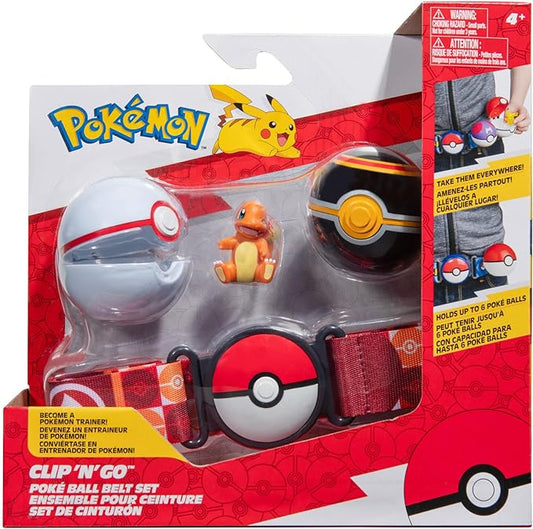 Pokémon Clip ‘N’ Go Belt Set - 2-Inch Charmander Battle Figure with Clip ‘N’ Go Belt Plus Luxury Ball and Pokéball Accessories - Figurio