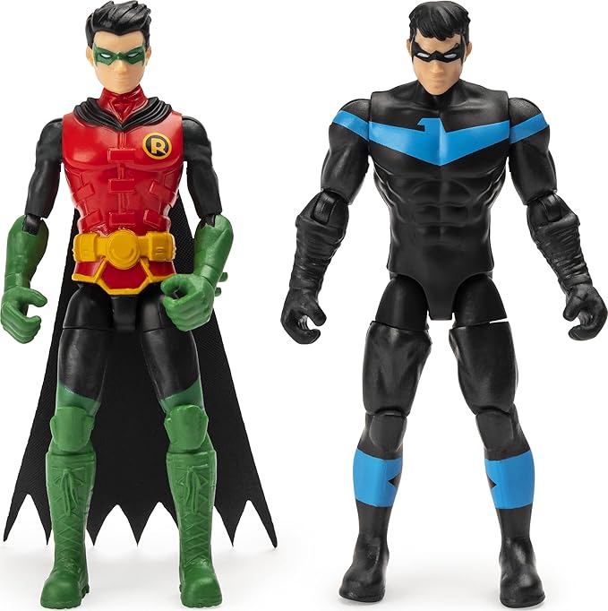 BATMAN, 4-Inch Robin and Nightwing Action Figures with 6 Mystery Accessories - Figurio