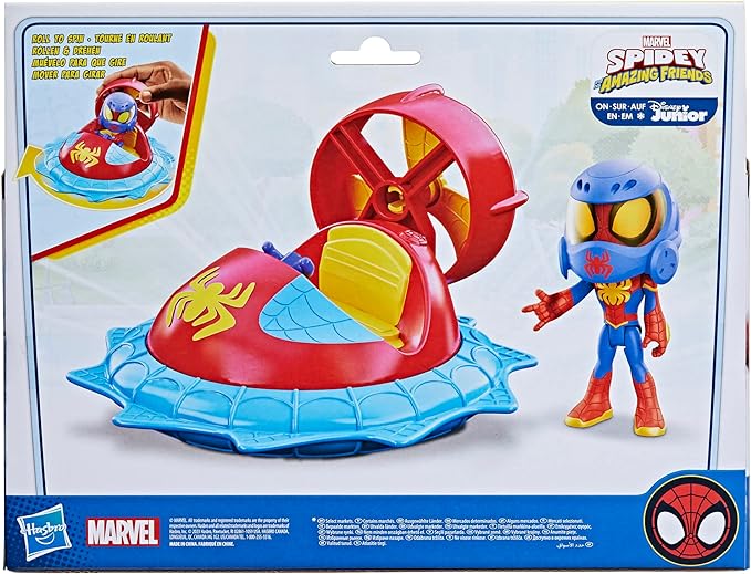 Marvel Spidey and His Amazing Friends Web-Spinners Spidey with Hover Spinner, Car Playset with Vehicle, 4-Inch Scale Action Figure and Accessory, Toy Cars for Kids 3 and Up - Figurio