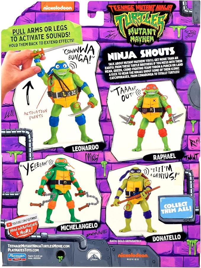 Teenage Mutant Ninja Turtles: Mutant Mayhem 5.5” Donatello Deluxe Ninja Shouts Figure by Playmates Toys - Figurio