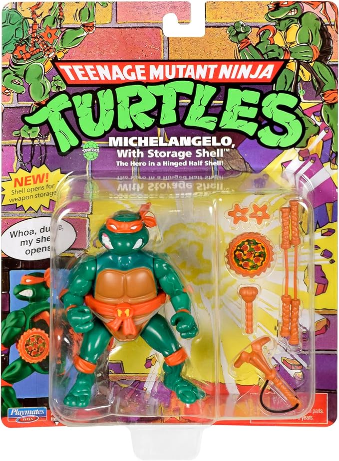 Teenage Mutant Ninja Turtles: 4” Original Classic Storage Shell Michelangelo Basic Figure by Playmates Toys - Figurio