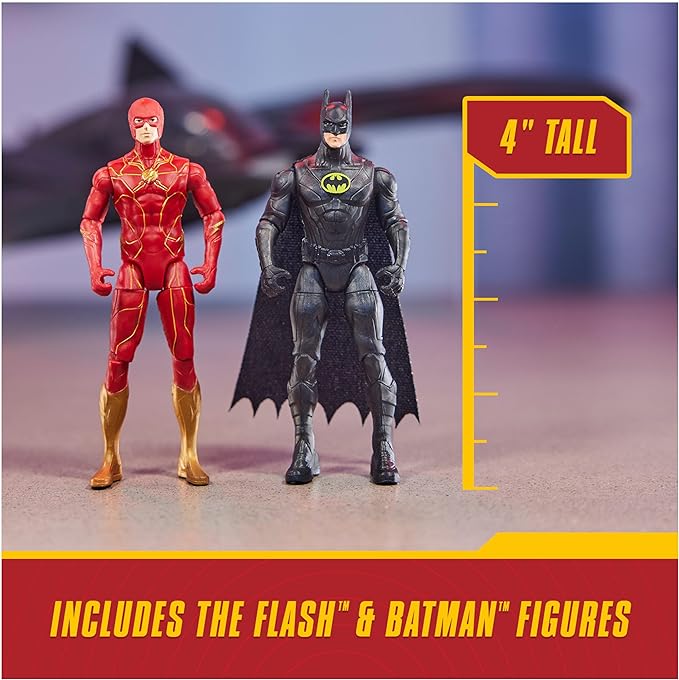 DC Comics, The Flash Ultimate Batwing Set The Flash and Batman Action Figures, 4-inch Playset Kids Toys for Boys and Girls 3 and Up - Figurio