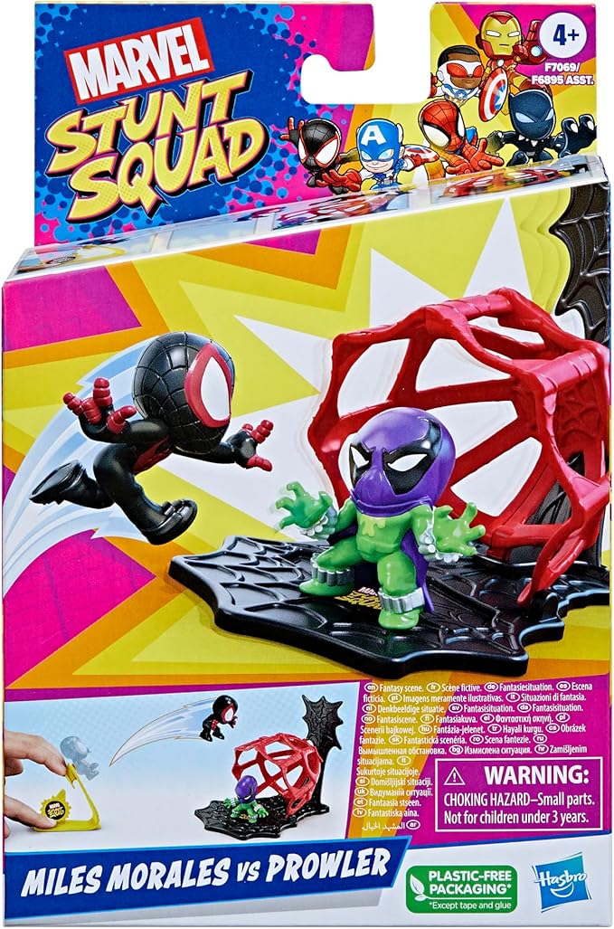 Marvel Stunt Squad Miles Morales vs. Prowler Toy Playset, 1.5-Inch Super Hero Action Figures, Ages 4 and Up - Figurio