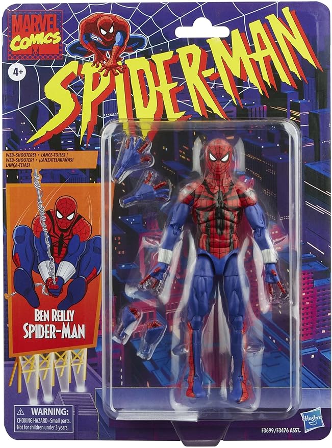 Spider-Man Marvel Legends Series 6-inch Ben Reilly Action Figure Toy, Includes 5 Accessories: 4 Alternate Hands, 1 Web Line FX - Figurio