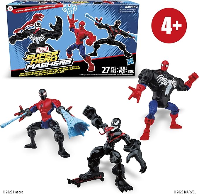 Marvel Super Hero Mashers Web-Slinging Collection Pack with Spiderman, Venom and Miles Morales (Amazon Exclusive) - Figurio