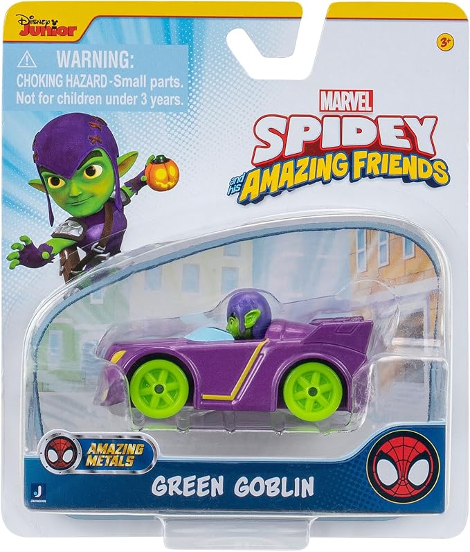 Spidey and his Amazing Friends Amazing Metals Race Car 1:64 Scale (Green Goblin) - Figurio