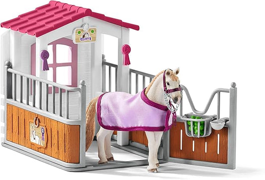 Schleich Horse Club, 12-Piece Playset, Horse Toys for Girls and Boys 5-12 years old Horse Stall with Lusitano Horses - Figurio