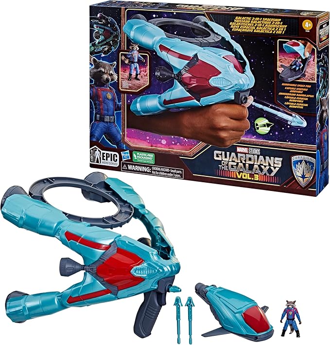 Hasbro Marvel Guardians of The Galaxy Vol.3 Galactic Spaceship,Rocket Action Figure with Vehicle and Blaster Accessory,Superhero Toys for Kids - Figurio